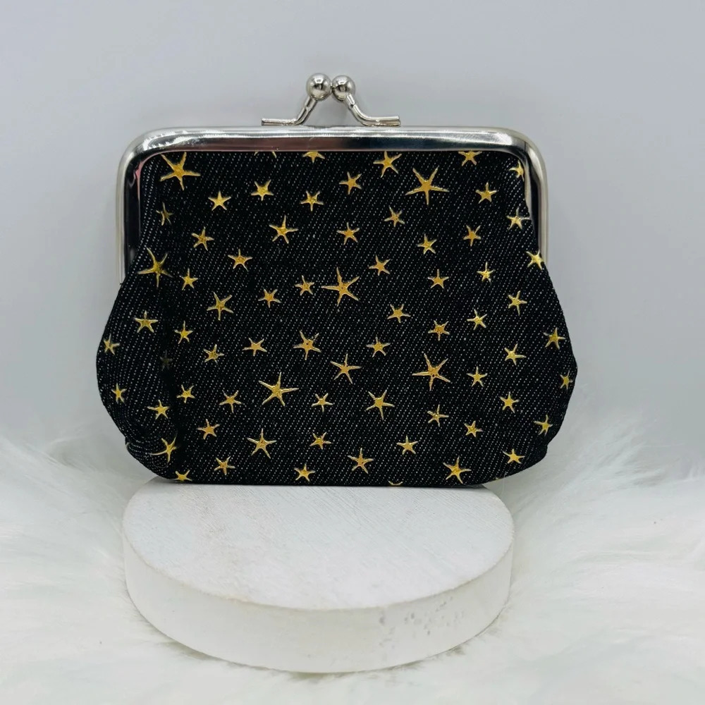 Star Print Black Jean Coin Purse